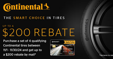 Up to $200 Rebate on Continental Tires